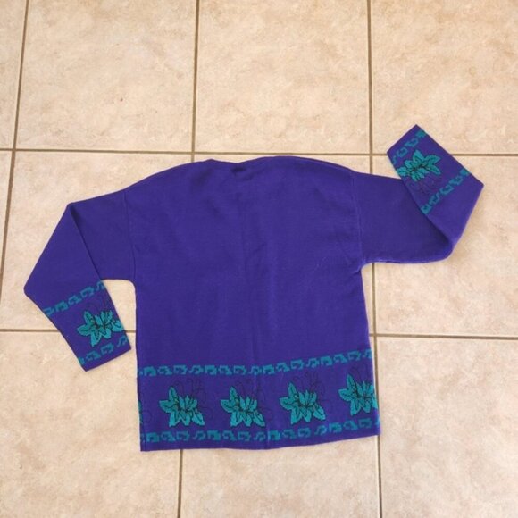 Vintage Purple Floral Tunic Sweater Cottagecore Academia 90s 1990s Knit … - Picture 7 of 10